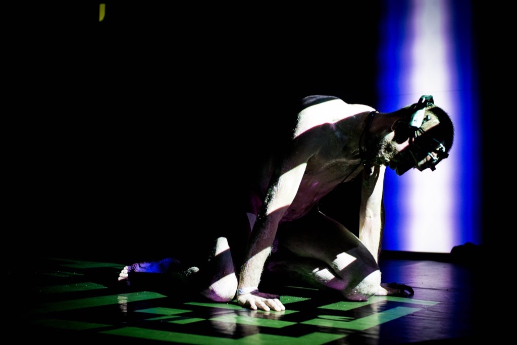 Photo of *Fragmentation* (2012) with the performer. Image courtesy of Novello.